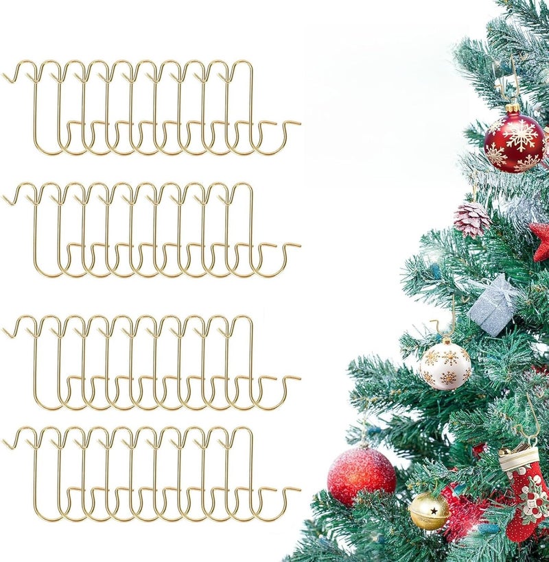 kuaima Christmas Ornament Hooks, 200 Pcs Small Metal Christmas Tree Ornaments Hanger Hooks for Holiday Decorations, Gold - Image 1